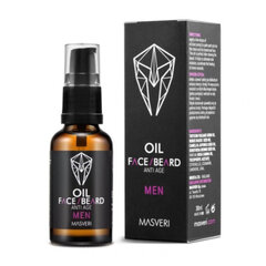 Barzdos aliejus Masveri Face Beard Oil Anti Age, 30ml цена и информация | Косметика и средства для бритья | pigu.lt