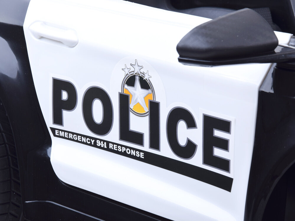 Vienvietis elektromobilis Policija Ford Mustang, juodas kaina ir informacija | Elektromobiliai vaikams | pigu.lt