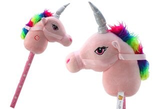 Pliušinė vienaragio galva ant lazdos Hobby Horse su garsais, rožinė kaina ir informacija | Žaislai kūdikiams | pigu.lt
