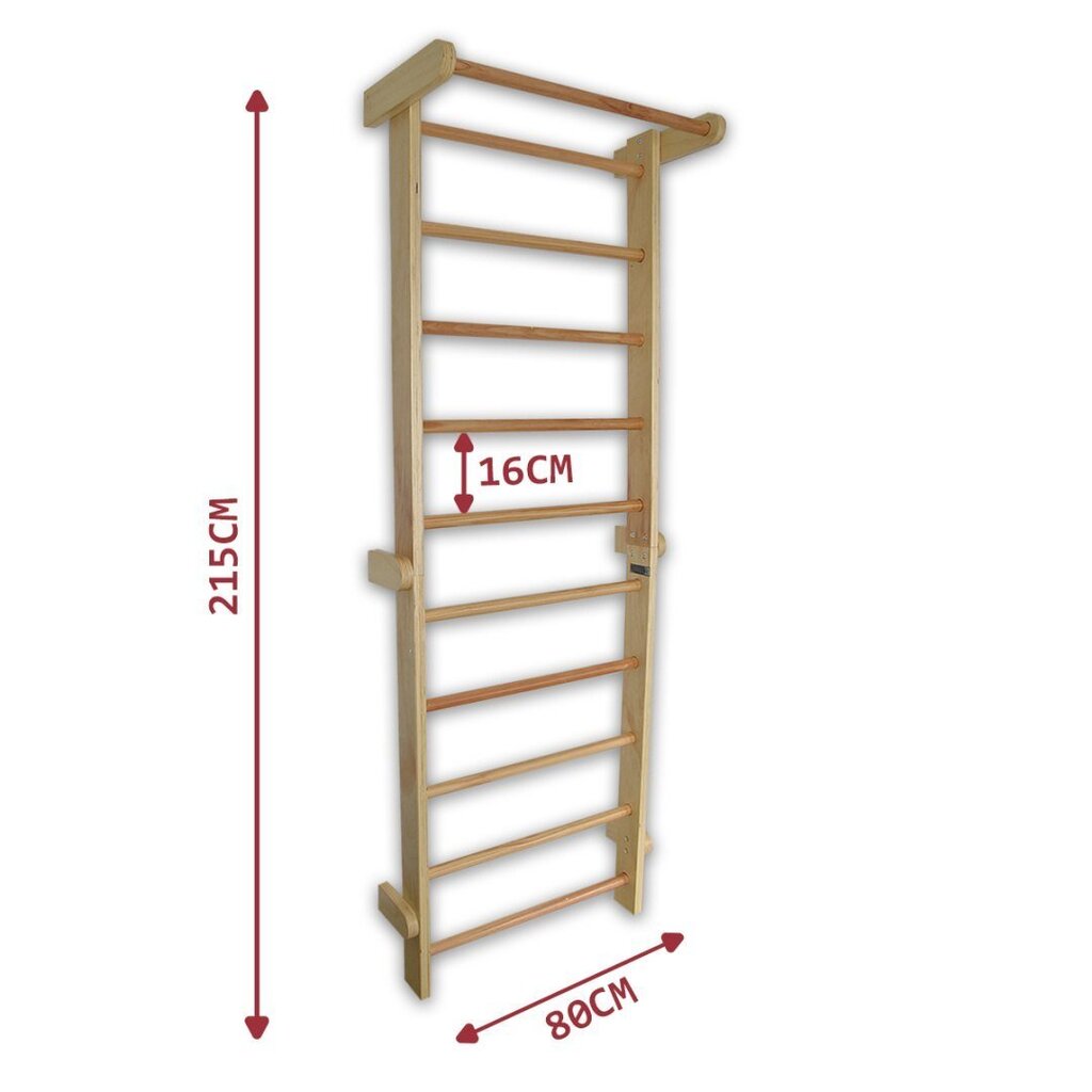 Gimnastikos kopėčios, 215 cm, rudos kaina ir informacija | Gimnastikos sienelės | pigu.lt