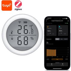 Tuya ZigBee LCD drėgmės temperatūros jutiklis цена и информация | Датчики | pigu.lt