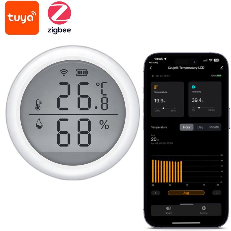 Tuya ZigBee LCD drėgmės temperatūros jutiklis цена и информация | Davikliai, jutikliai | pigu.lt