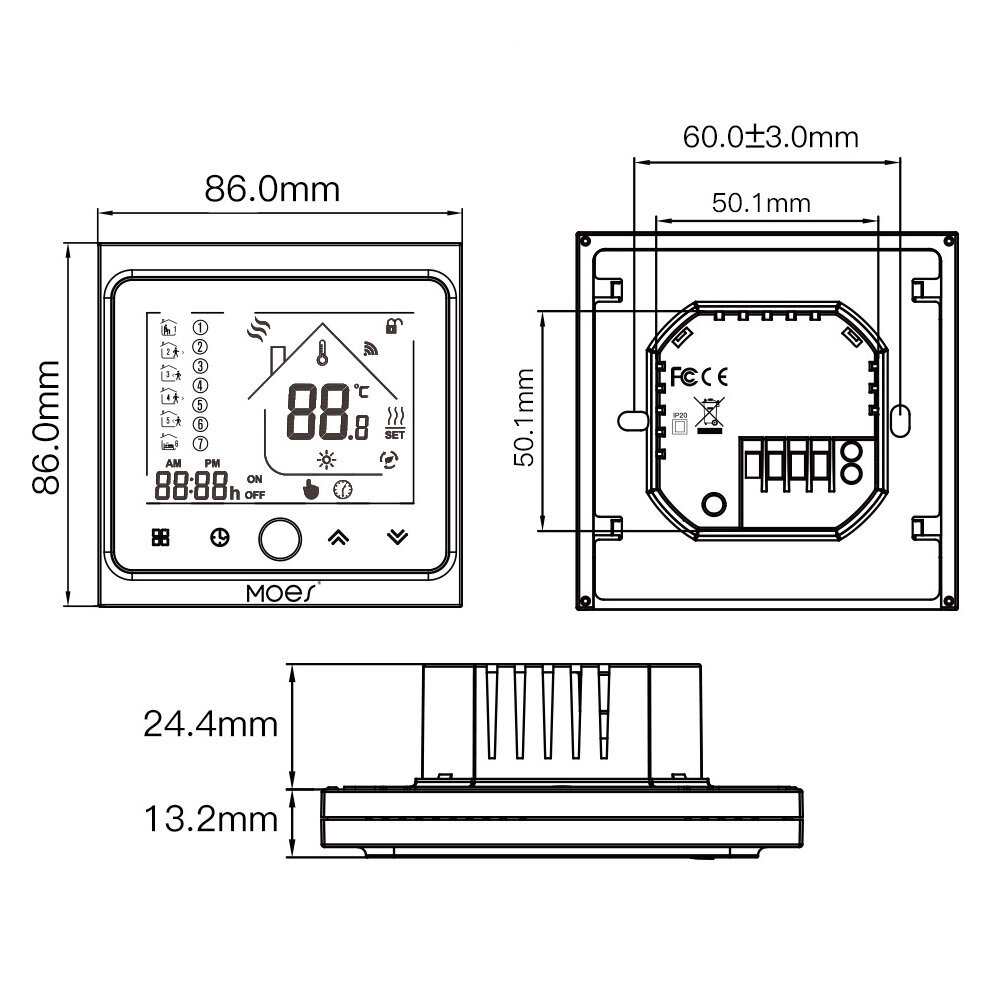 Termostatas elektrinėms grindims ir pavaroms Tuya Zigbee kaina ir informacija | Išmanioji technika ir priedai | pigu.lt