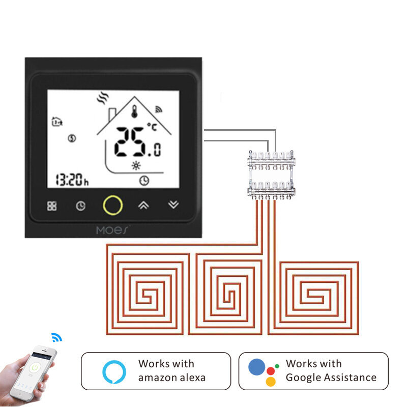 Termostatas elektrinėms grindims ir pavaroms Tuya Zigbee kaina ir informacija | Išmanioji technika ir priedai | pigu.lt