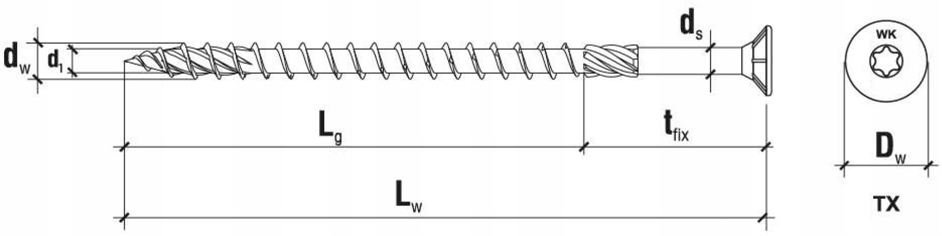 Medsraigčiai 6x280 mm, kūginiai, Torx, Klimas Wkcs 100 vnt. kaina ir informacija | Tvirtinimo detalės | pigu.lt