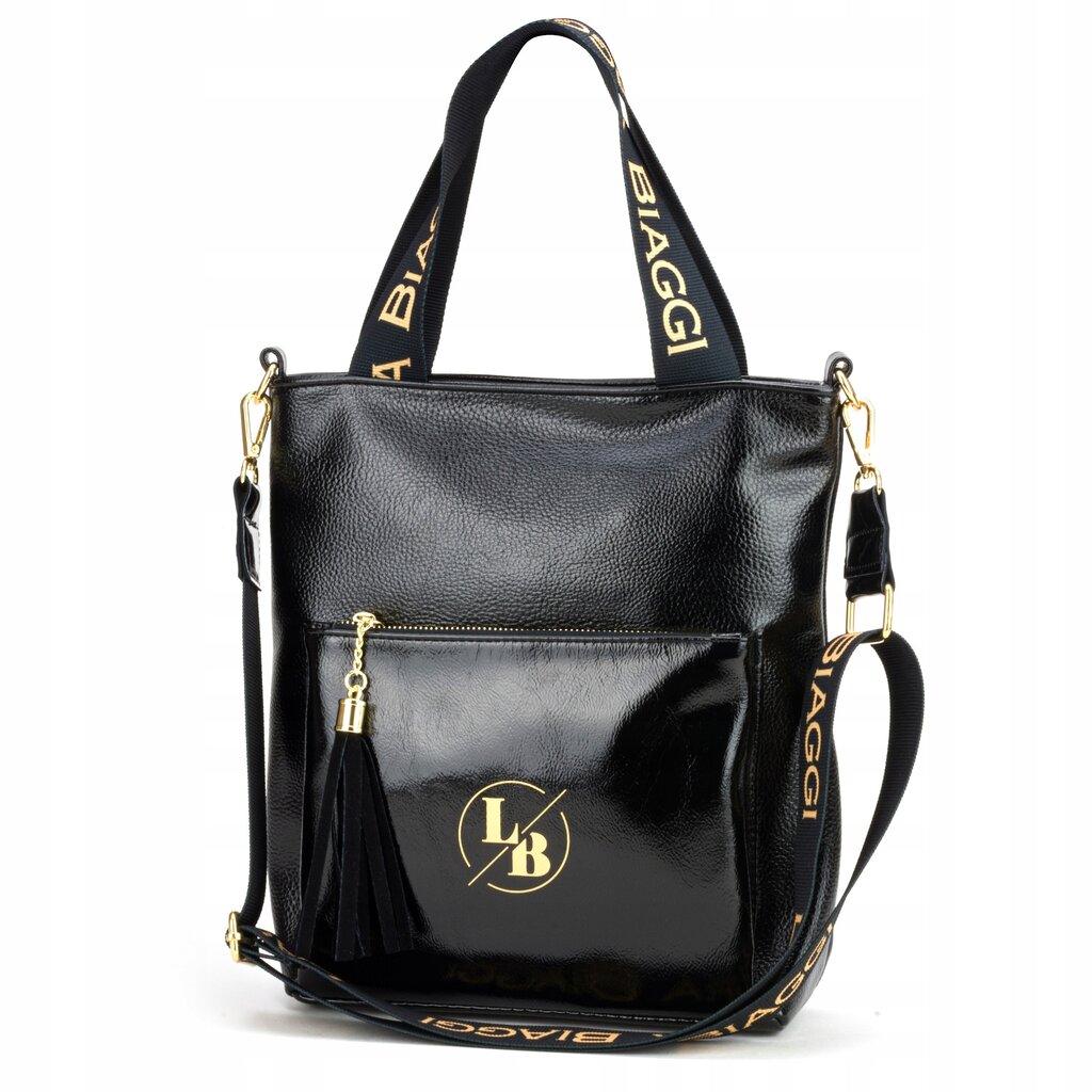 RANKINĖ POSTBAG LAURA BIAGGI BLACK LOGO STRAP LB39 L317095_10985552717 kaina ir informacija | Moteriškos rankinės | pigu.lt