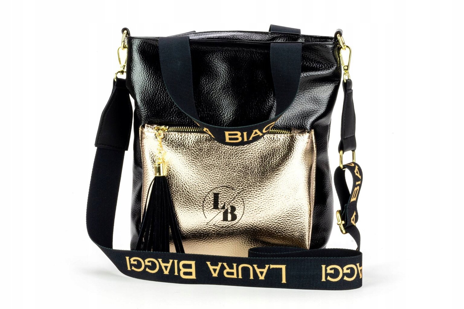 RANKINĖ POSTBAG LAURA BIAGGI BLACK LOGO STRAP LB39 L317095_10985552717 kaina ir informacija | Moteriškos rankinės | pigu.lt