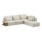 Kampinė sofa su šoniniu stalu, 290x265x85cm, smėlio spalvos kaina ir informacija | Sofos | pigu.lt