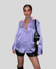 Атласная рубашка для женщин, фиолетовая цена и информация | Женские блузки, рубашки | pigu.lt