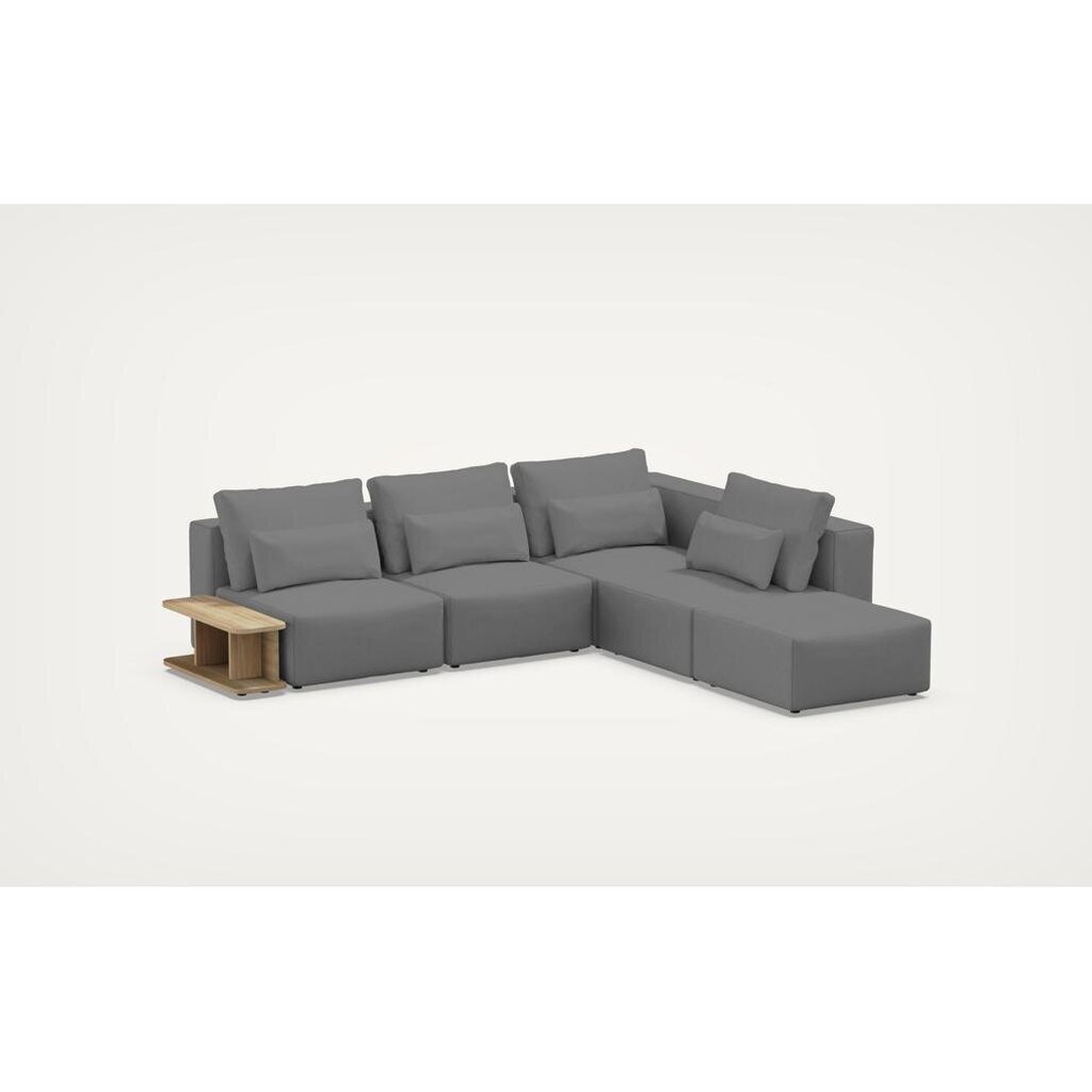 Kampinė sofa su šoniniu stalu, 290x265x85cm, pilka kaina ir informacija | Minkšti kampai | pigu.lt