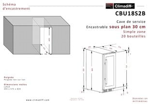 CLIMADIFF CBU20S2B цена и информация | Винные холодильники | pigu.lt