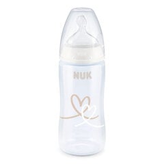 NUK FC+ Антиколиковая бутылка с датчиком 300 мл + соска 0-6 мес БЕЛОЕ СЕРДЦЕ цена и информация | Бутылочки и аксессуары | pigu.lt
