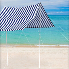Dvigubas paplūdimio skėtis ProBeach, baltas/mėlynas цена и информация | Зонты, маркизы, стойки | pigu.lt