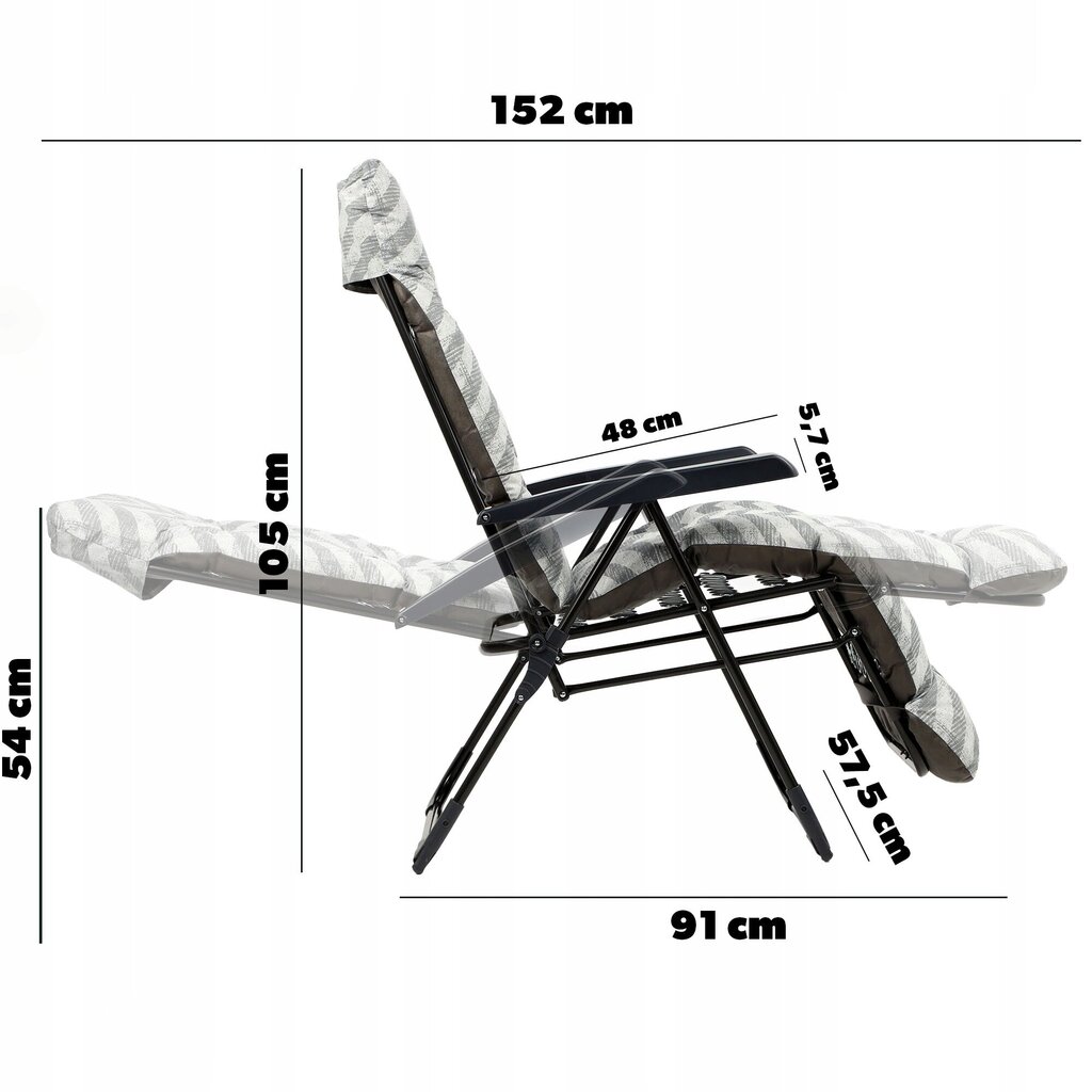 Sulankstoma sodo kėdė Kadax Zigzak, 152 x 54 cm, pilka kaina ir informacija | Lauko kėdės, foteliai, pufai | pigu.lt