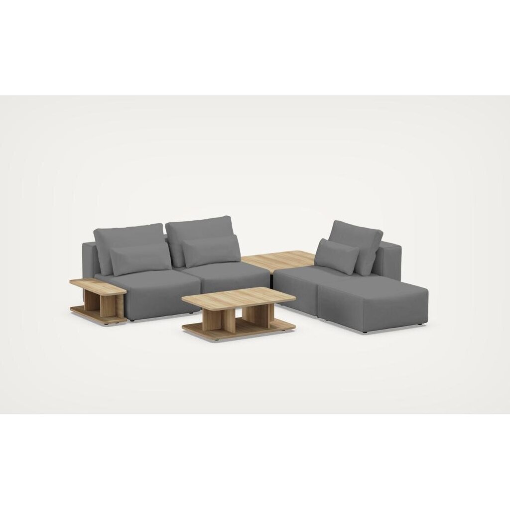 Kampinė sofa su stalo komplektu ir pufu, 290x290x85cm, pilka kaina ir informacija | Minkšti kampai | pigu.lt