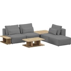 Kampinė sofa su stalo komplektu ir pufu, 290x290x85cm, pilka kaina ir informacija | Minkšti kampai | pigu.lt