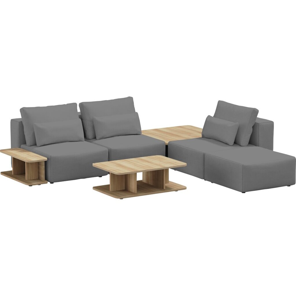 Kampinė sofa su stalo komplektu ir pufu, 290x290x85cm, pilka цена и информация | Minkšti kampai | pigu.lt