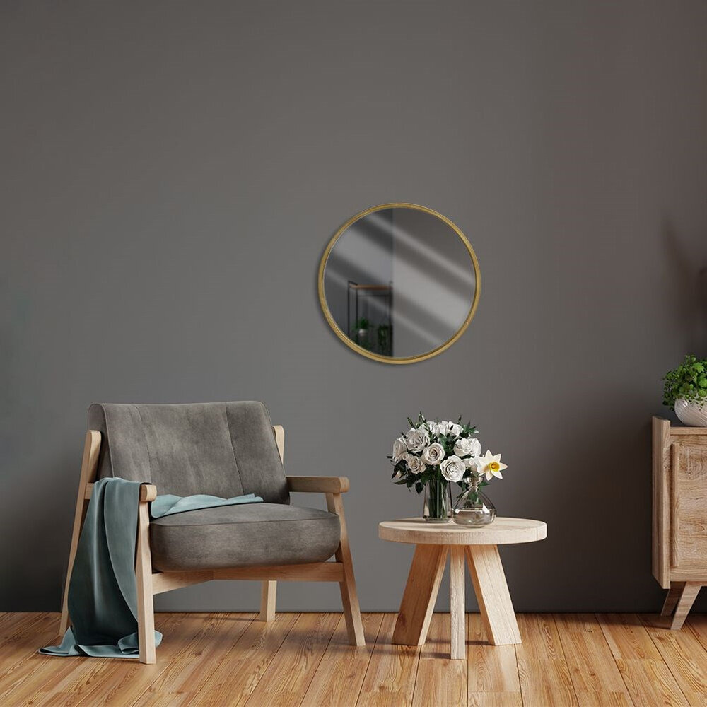 Sieninis veidrodis Vilde, 30 cm, auksinis kaina ir informacija | Veidrodžiai | pigu.lt