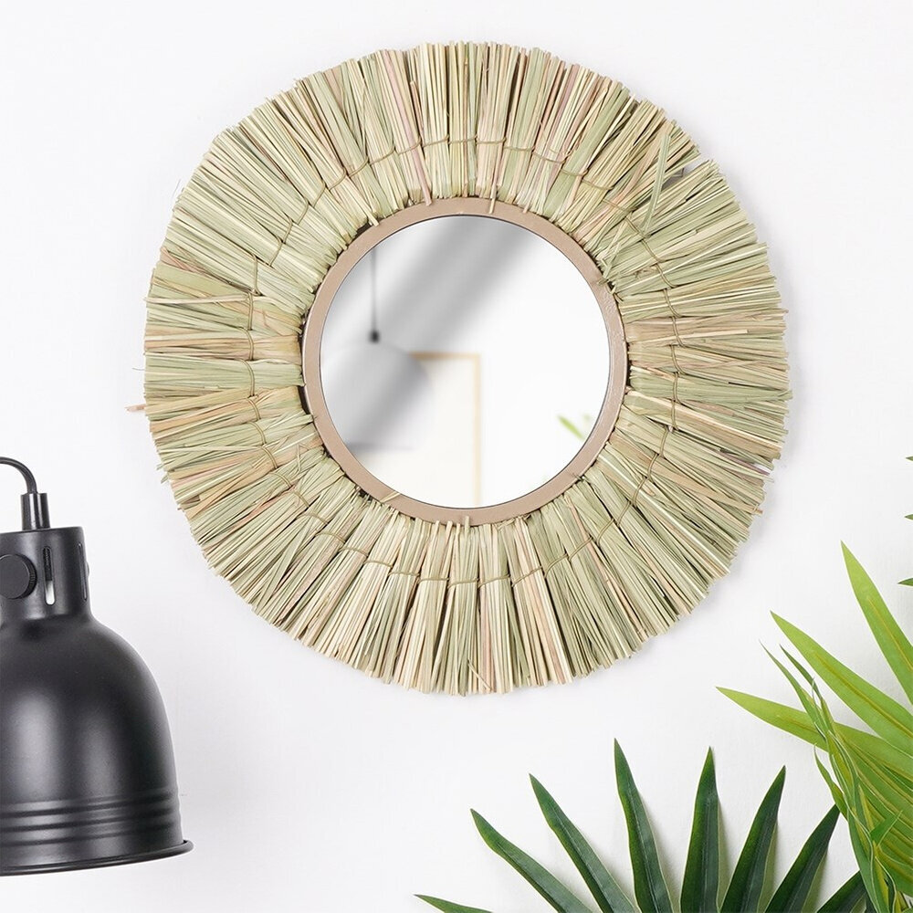 Sieninis veidrodis Home Styling Collection, 32 cm, smėlio spalvos kaina ir informacija | Veidrodžiai | pigu.lt
