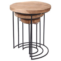 3-ių šoninių staliukų komplektas Home Styling Collection, rudas/juodas kaina ir informacija | Kavos staliukai | pigu.lt