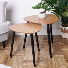 2-ių šoninių staliukų komplektas Trends4You, rudas/juodas kaina ir informacija | Kavos staliukai | pigu.lt