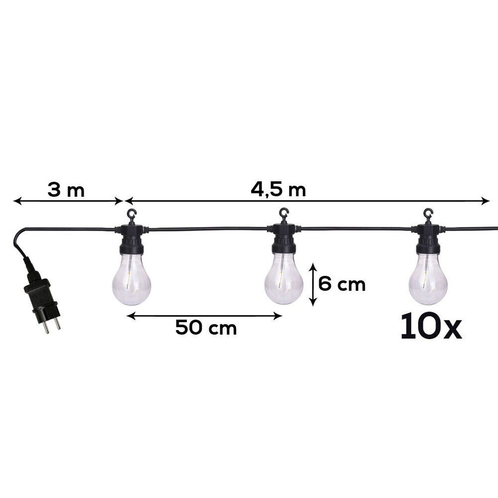 Girlianda, 10 LED 7,5 m kaina ir informacija | Girliandos | pigu.lt