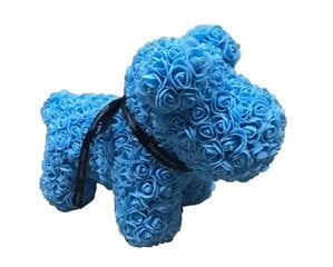 Собака из роз в подарочной коробке, 40 см, голубая цена и информация | Другие оригинальные подарки | pigu.lt