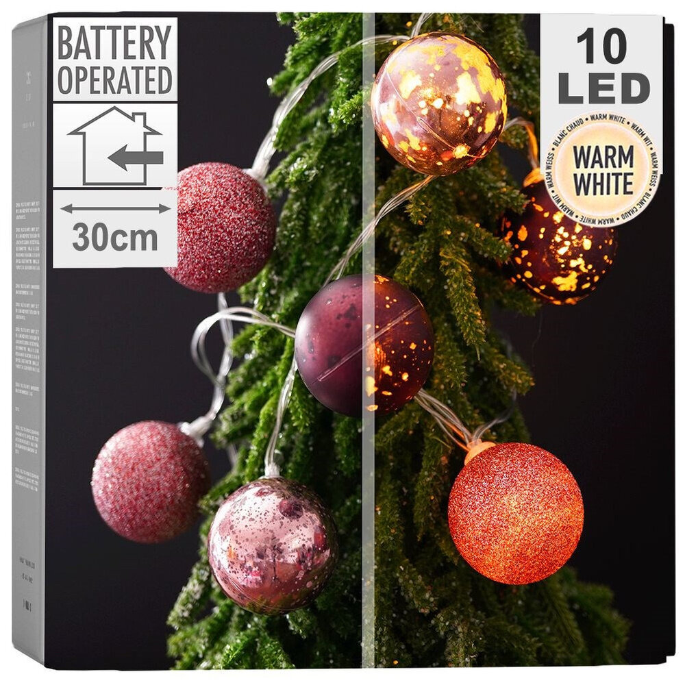 Kalėdinė girlianda 10 LED, 30 cm kaina ir informacija | Girliandos | pigu.lt