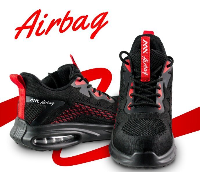 Darbo batai BTexAirbag su pirštų apsauga, juodi/raudoni цена и информация | Darbo batai ir kt. avalynė | pigu.lt