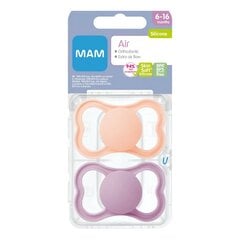 Čiulptukas Mam Air Silicone Pink, 6-16 mėn, 2 vnt. цена и информация | Пустышки | pigu.lt