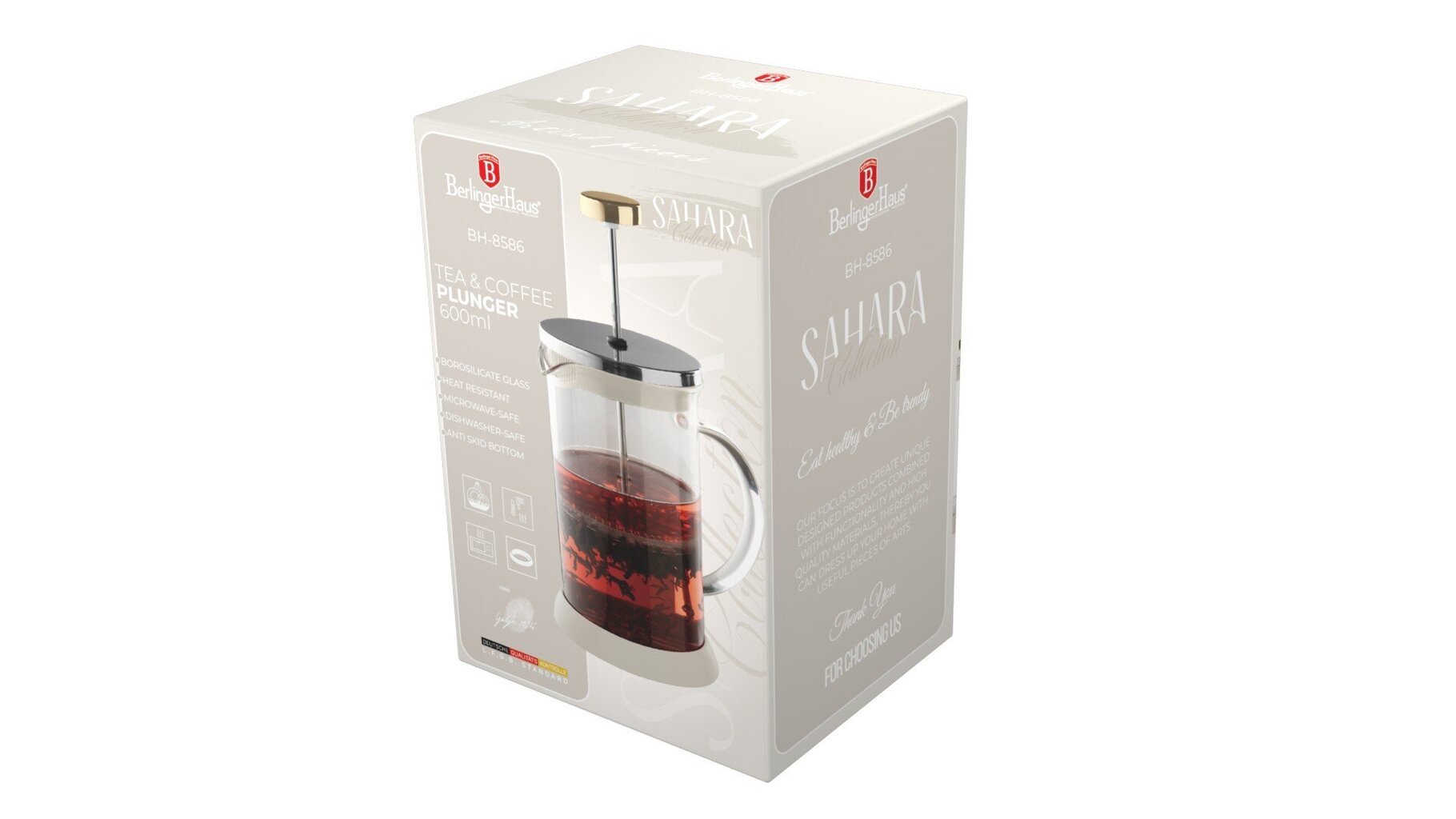 Berlinger Haus nuspaudžiamas kavinukas/arbatinukas Sahara Collection, 600 ml kaina ir informacija | Kavinukai, virduliai | pigu.lt