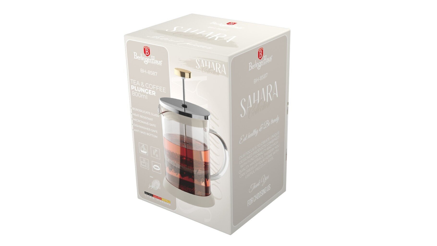 Berlinger Haus nuspaudžiamas kavinukas/arbatinukas Sahara Collection, 800 ml kaina ir informacija | Kavinukai, virduliai | pigu.lt