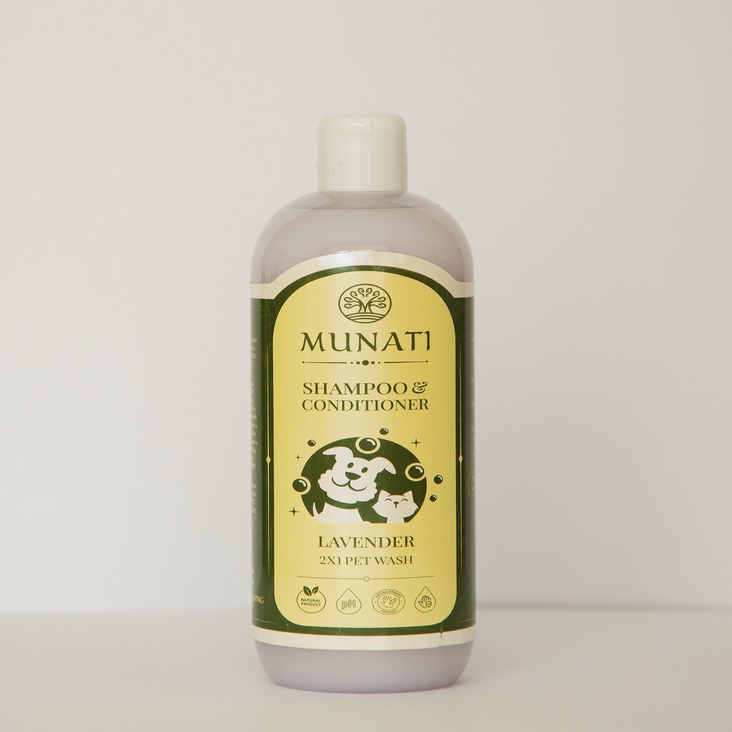 Šampūnas ir kondicionierius Munati 2-in-1, levandų kvapo, 500 ml kaina ir informacija | Kosmetinės priemonės gyvūnams | pigu.lt
