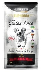 Biofeed Euphoria Gluten Free Junior Medium&Large su jautiena, 12kg kaina ir informacija | Sausas maistas šunims | pigu.lt