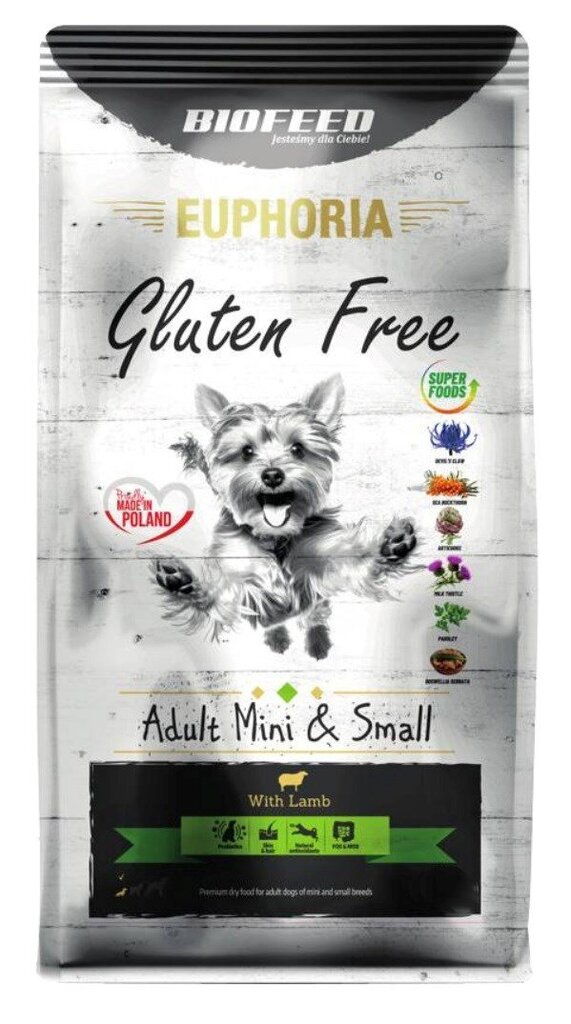 Biofeed Euphoria Gluten Free Adult Mini&Small su ėriena, 12 kg kaina ir informacija | Sausas maistas šunims | pigu.lt