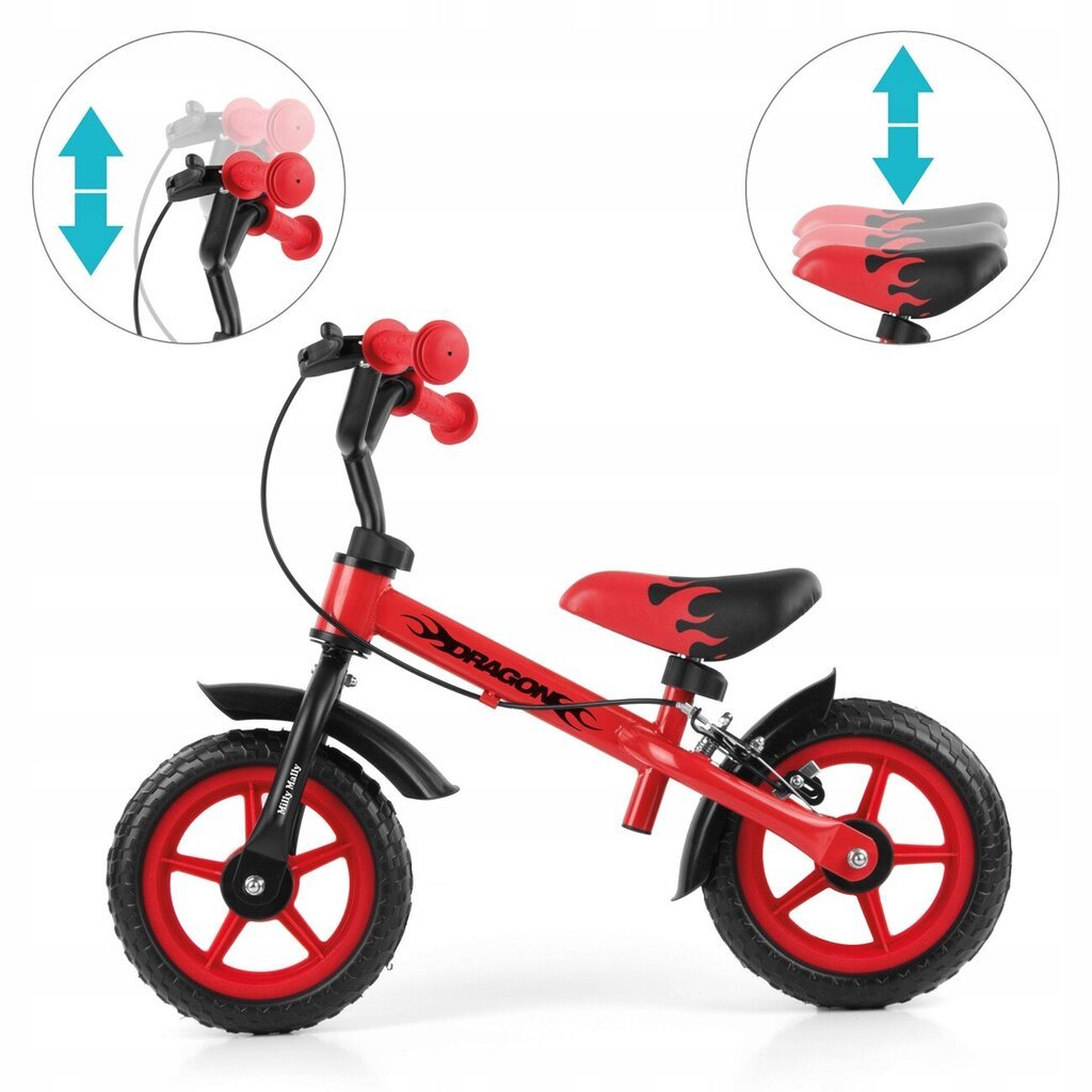 Balansinis dviratis Milly Mally Dragon, raudonas/juodas цена и информация | Balansiniai dviratukai | pigu.lt