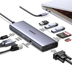 Адаптер Ugreen CM498 USB-C to 2xUSB-A + USB-C + HDMI + SD/TF + PD, серый цена и информация | Адаптеры, USB-разветвители | pigu.lt