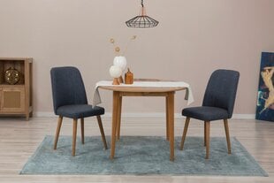 Išplečiamas valgomojo stalo ir kėdžių rinkinys (3 vienetai) Vina 1048 - Atlantic Pine, Navy Blue kaina ir informacija | Virtuvės baldų komplektai | pigu.lt