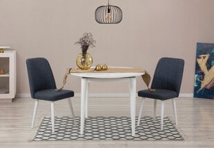 Išplečiamas valgomojo stalo ir kėdžių rinkinys (3 vienetai) Vina 1048 - White, Navy Blue kaina ir informacija | Virtuvės baldų komplektai | pigu.lt