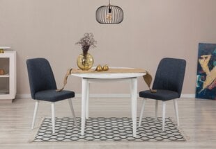 Išplečiamas valgomojo stalo ir kėdžių rinkinys (3 vienetai) Vina 1048 - White, Navy Blue цена и информация | Кухонные гарнитуры | pigu.lt