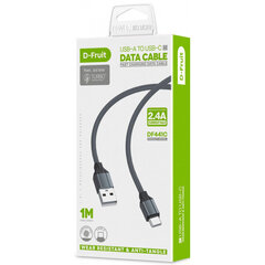 D-Fruit кабель USB-A - USB-C 1 м, серый (DF441C) цена и информация | Кабели для телефонов | pigu.lt
