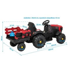 Vaikiškas elektrinis traktorius su priekaba Enero, raudonas kaina ir informacija | Elektromobiliai vaikams | pigu.lt