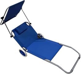 раскладная кровать на колесах, 116x62x62-90см, синяя цена и информация | Шезлонги | pigu.lt