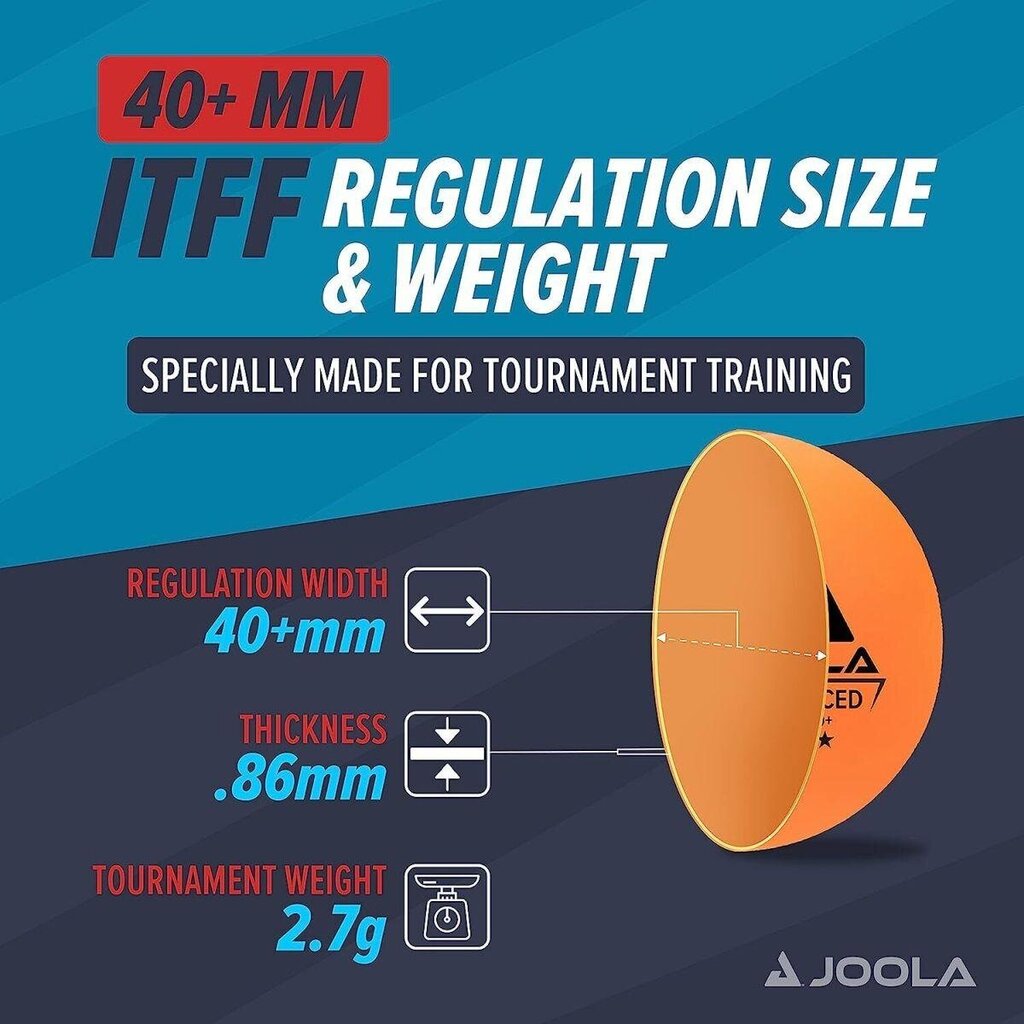 Stalo teniso kamuoliukai Joola, 12 vnt, oranžiniai kaina ir informacija | Kamuoliukai stalo tenisui | pigu.lt