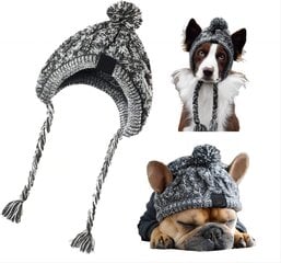 Kepurė šunims Pet Pompom, pilka цена и информация | Одежда для собак | pigu.lt