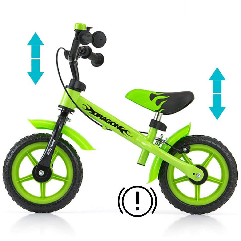 Balansinis dviratis Milly Mally Dragon, žalias kaina ir informacija | Balansiniai dviratukai | pigu.lt