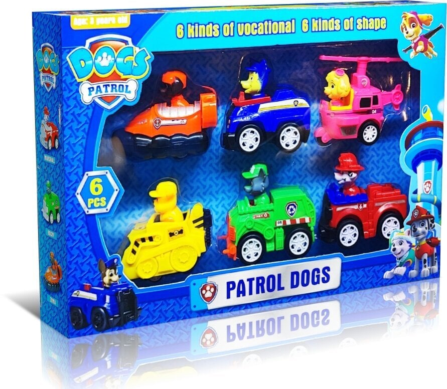 Šunų patrulio figūrėlės iš serialo "Šunų patrulis", 6 automobilių rinkinys цена и информация | Žaislai berniukams | pigu.lt