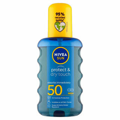 Спрей от солнца Nivea Sun Invisible SPF 50 Protect &amp; Dry, 200 мл цена и информация | Кремы от загара | pigu.lt