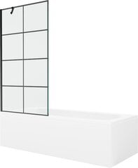 Vonia Mexen Vega su apdaila ir stiklo sienele, 180x80 cm + 90 cm, White+Black grid kaina ir informacija | Vonios | pigu.lt