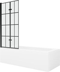 Vonia Mexen Vega su apdaila ir stiklo sienele, 150x70 cm + 80 cm (II), White+Black grid kaina ir informacija | Vonios | pigu.lt